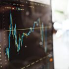 Close up of monitor with graph showing fund performance