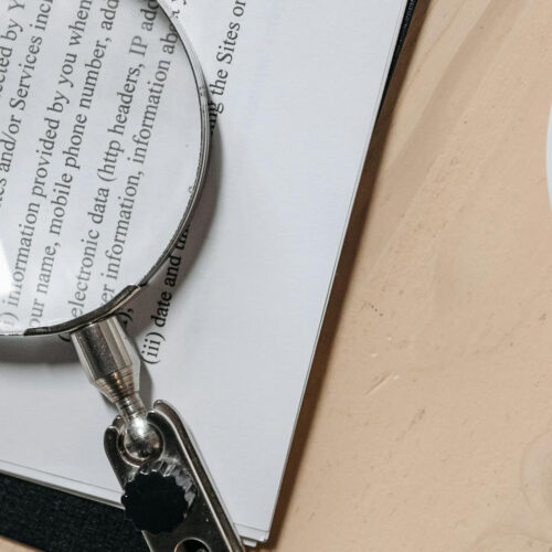 Magnifying glass on article